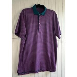 Greyson Purple Pink Striped Polo Size L | Short Sleeve Golf Polo